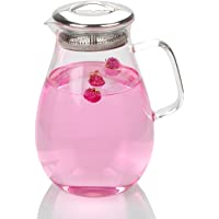 Los mejores  - CENSUN 1.8 Liter-63 OZ Borosilikatglas Pitcher Wasserkrug mit Edelstahl-Sieb Deckel- Saft Iced Tea Beverage Hand Made…